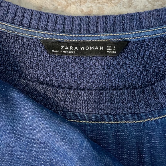 Zara cropped Denim/knit top - Picture 2 of 6